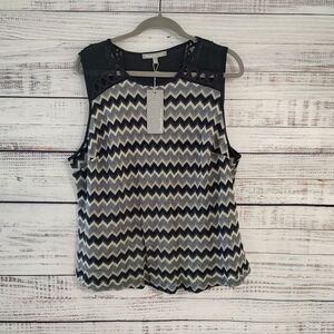 Daniel Rainn Stitch Fix Plus Size 3X Chevron Sleeveless Blouse NWT